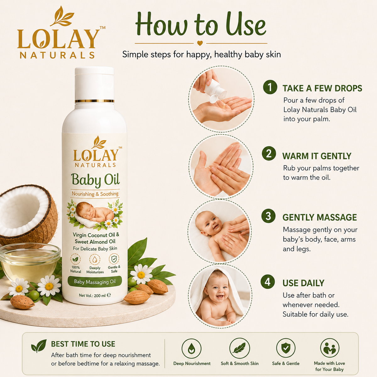 Baby Massaging Oil 200ml – LOLAY NATURALS